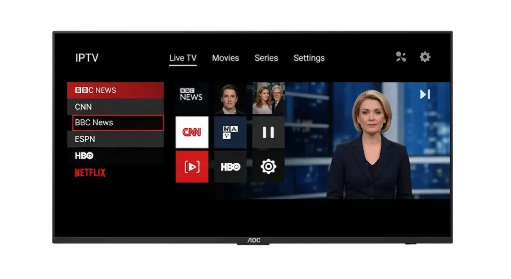 Teste IPTV para Smart TV AOC